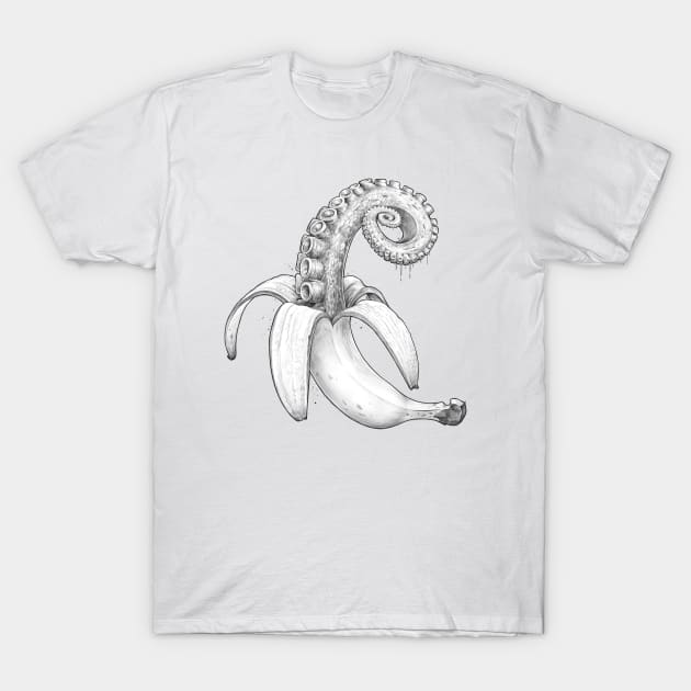 Octopus banana black & white T-Shirt by NikKor